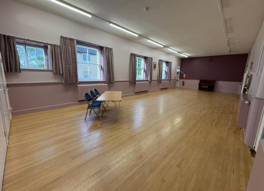 Interior of Ducklington Village Hall near Witney, the indoor venue for puppy classes